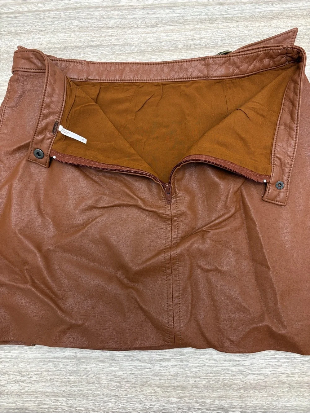 Free People Faux Leather Mini Skirt Women Size 6 Caramel Brown